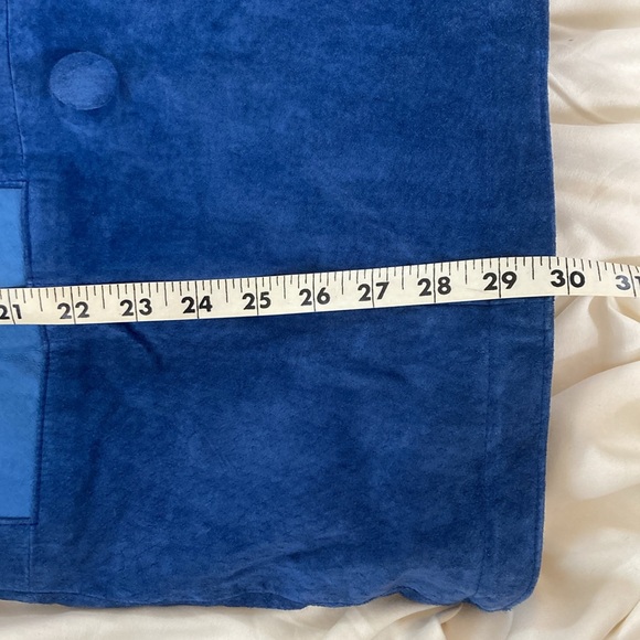 VINTAGE | Blue Suede 💙Leather Double Breasted Jacket Women’s Large - Picture 14 of 16